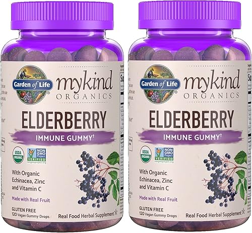 Gomitas inmunológicas de saúco con zinc de equinácea y vitamina C hechas con fruta real como un suplemento herbario de alimentos reales (120 gotas