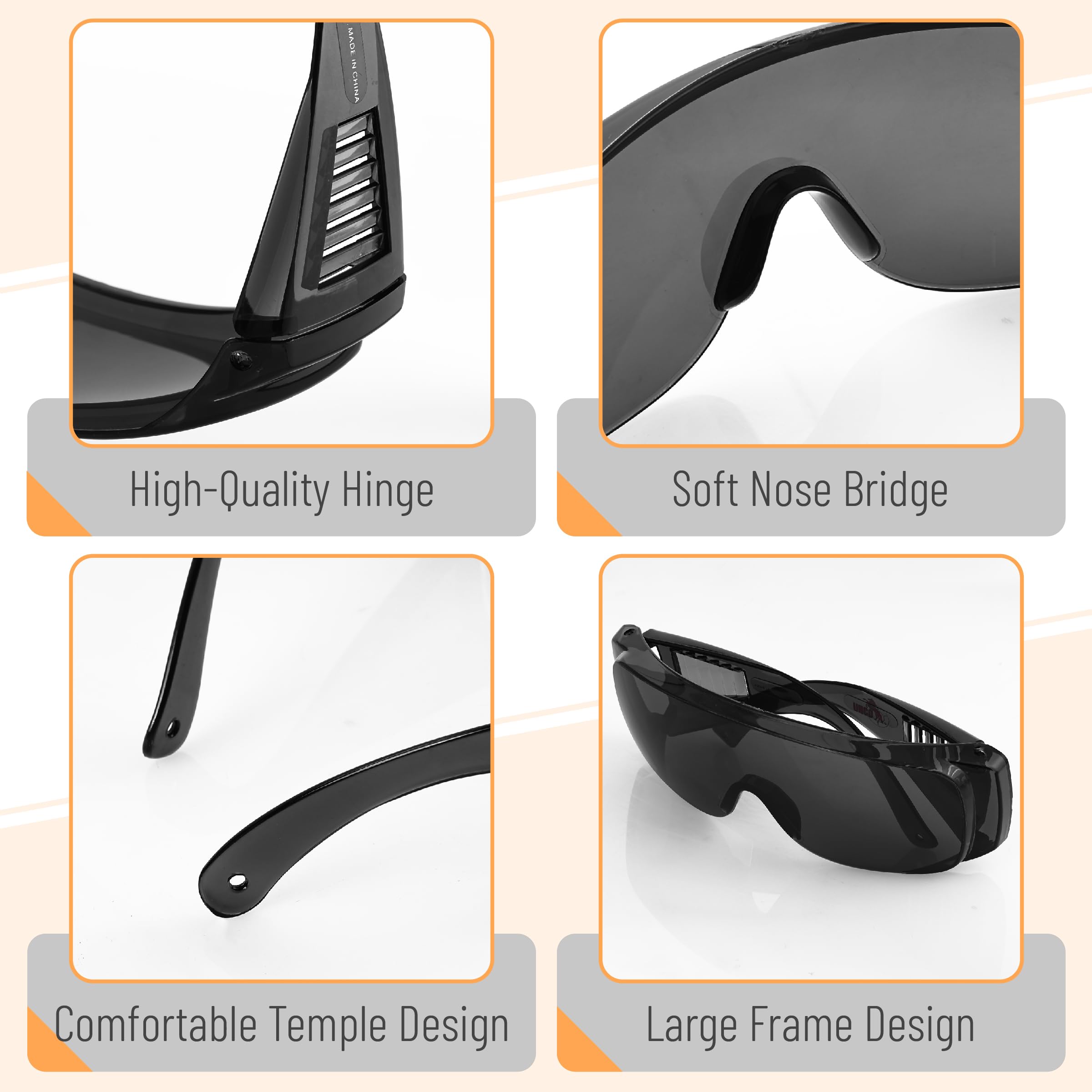 UNCO - Schutzbrille auf Linsen, getönte Gläser auf Brille, Sicherheitsbrille auf Brille, Sicherheitsbrille, Schutzbrille, Schutzbrille,
