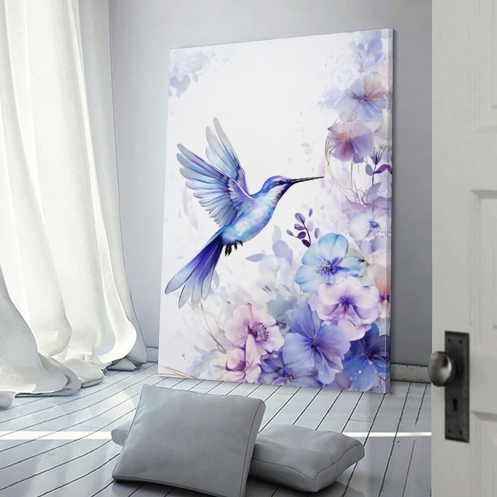 Canvbay 3 Pezzi Quadri Su Tela - Colibrì Con Fiori, 30x40 Cm, Decorazione Floreale Per Camera Da Letto E Soggiorno - 5