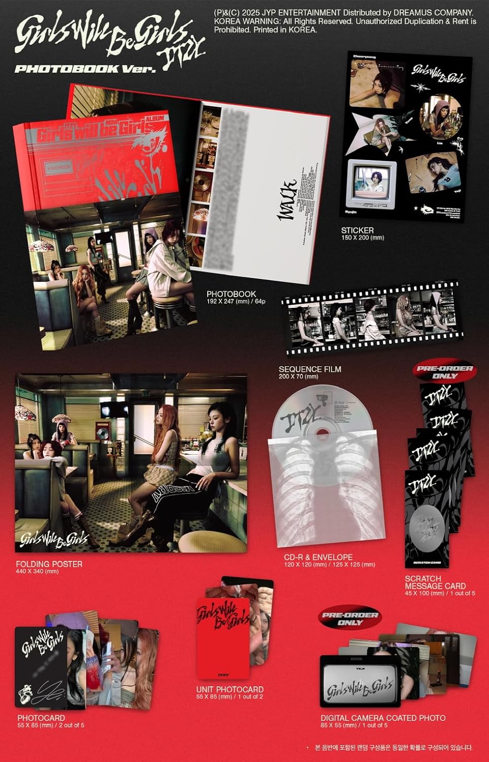 ITZY GIRLS WILL BE GIRLS Album 3p Set (1Photobook+1BOX+1Folder)