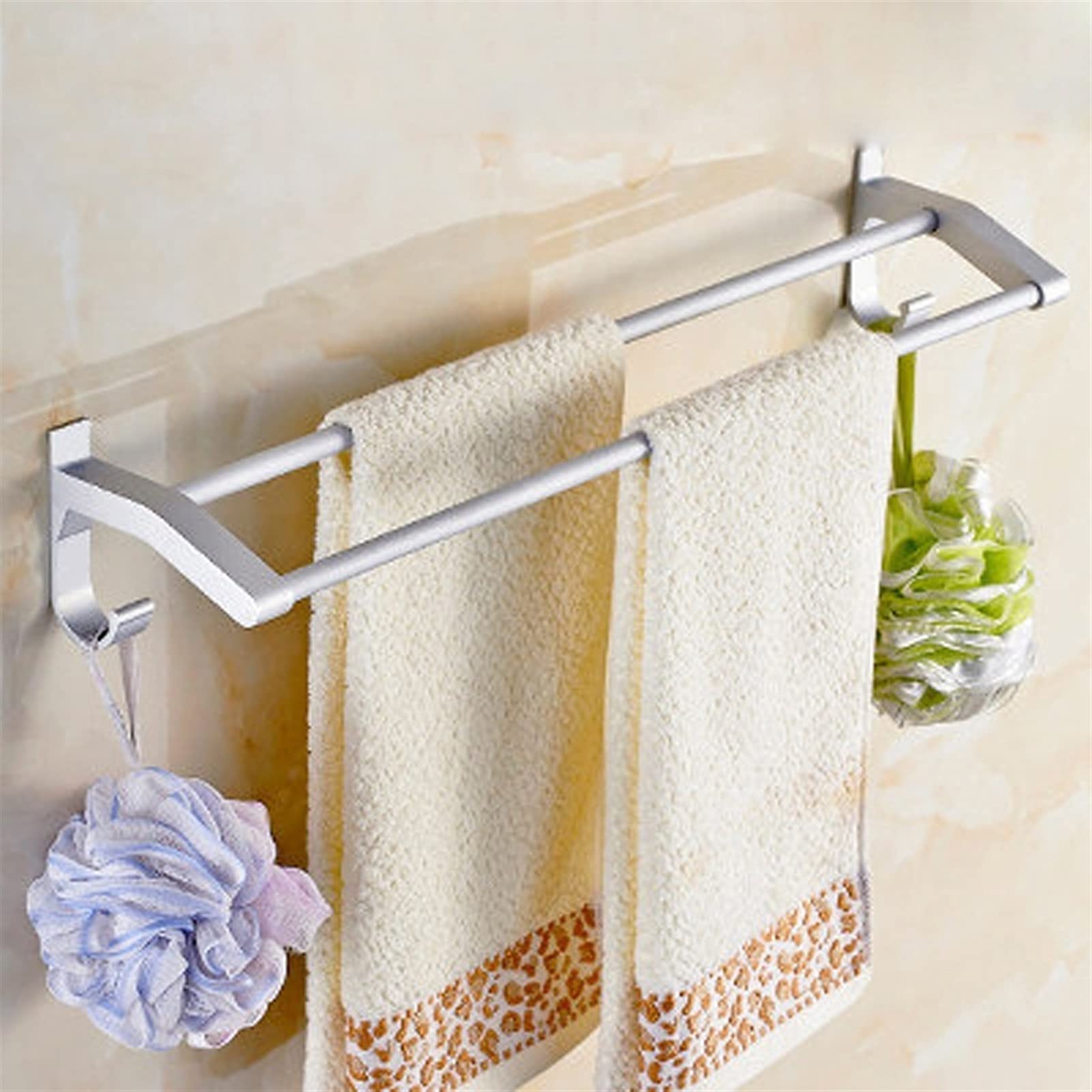 LMYSXAOZ LNNSHX Towel Rack - Bathroom Space Aluminum Long Bar Free Punching (single Pole/Double Pole) (Size : 60cm, Style A) (B 40cm)