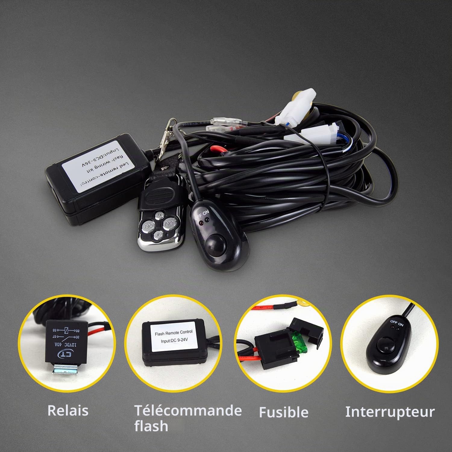 AUXTINGS 23 Pouces 57 cm 480W LED Barre d'éclairage avec 12V stroboscopique Faisceau de câblage kit,3 rangées Spot et Inondation Barre Lumineuse pour Offroad Véhicules Voiture camions SUV 4x4,6003K