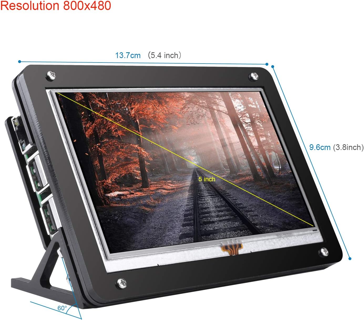 Buy 1 get 1 kuman 5 inch Resistive Touch Screen with Protective Case 800x480 HDMI TFT LCD Display Module for Raspberry Pi 3B+/3B 2 Model B RPi 1 B B+ A A+ SC5AC (5 inch Raspberry pi Display with Protection case)