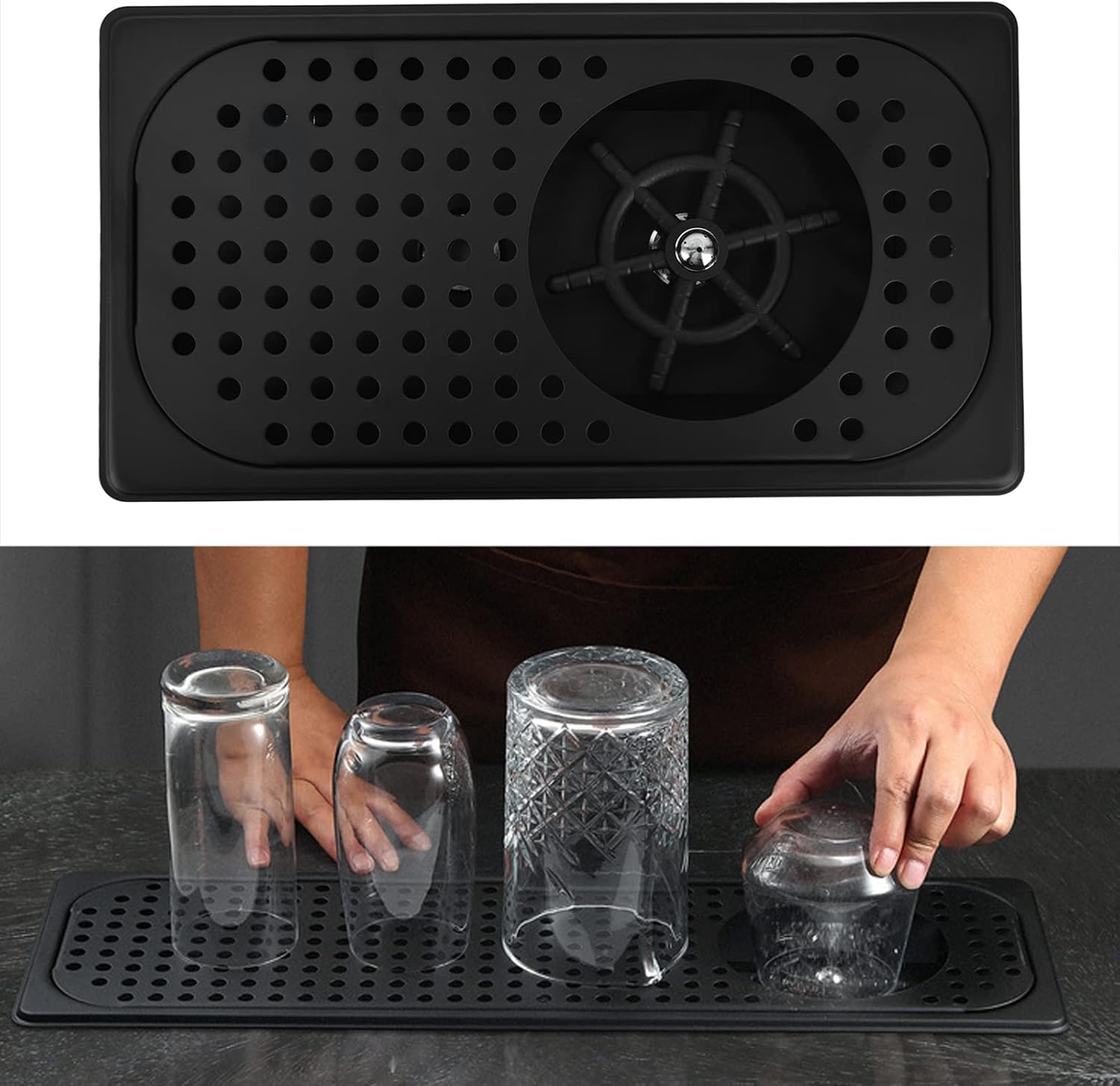 Lavador automático de tazas de acero inoxidable enjuague para vidrio Taza de café Bar en el hogar Cafetería Accesorios para enjuague de tazas Limpiador de tazas