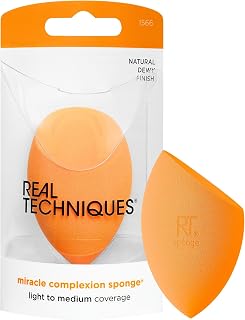 Real Techniques Miracle Complexion Sponge: Streak-Free Makeup Blender for Flawless Dewy Foundation, Vegan & Latex-Free Beauty Sponge