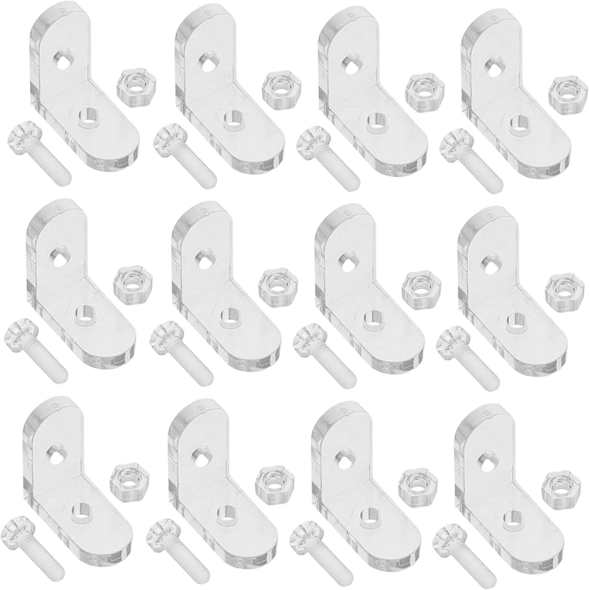 40Pcs Clear Acrylic L Brackets 90 Degree Right Angle Bracket Support Durable Corner Braces with Screws Bolts Corner Connectors Joint Hanger for Wooden Boxes, Shelves, Cabinets & DIY Display Cases