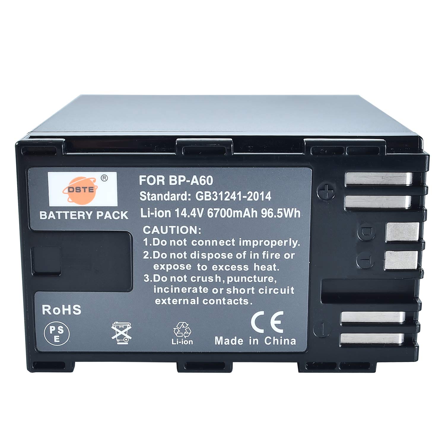 DSTE® Rechange Batterie Compatible pour Canon BP-A30,BP-A60,BP-A90,Canon EOS C200,C200B,XF705 4K UHD,C220B,C300 Mark II PL Cinema