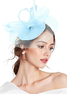 Zando 2026 Fascinators Hats for Women Ken-Tucky Derby Flower Tea Hat Mesh Feathers Headband Hair Clip for Wedding Cocktail