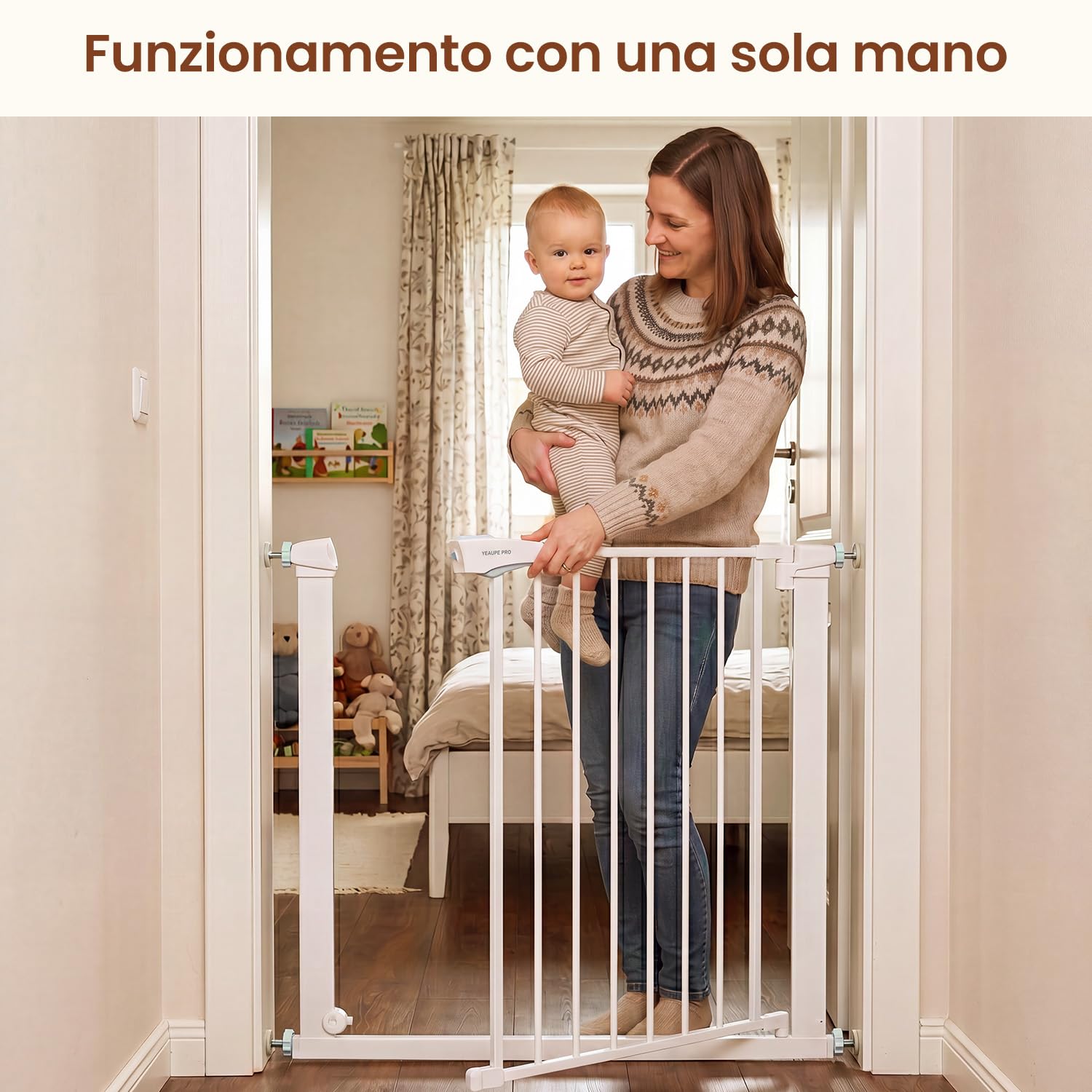 YEAUPE PRO Cancelletto per Bambini e Animali Senza Foratura,92-95cm,Bianco