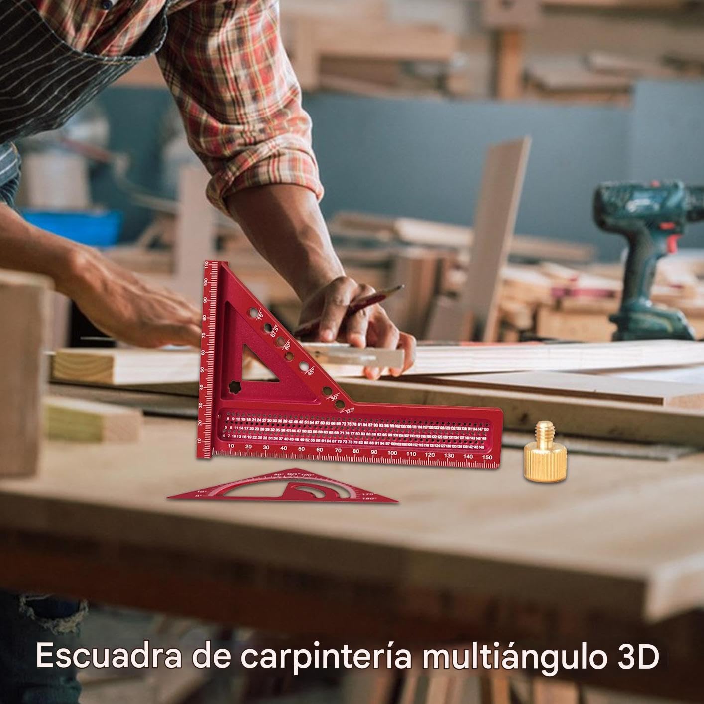 Escuadra 3D Regla de Precisión Ajustable