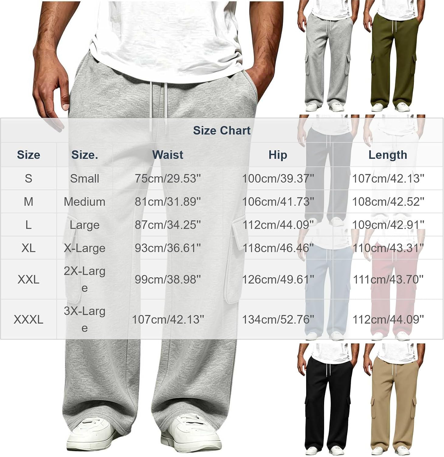 Men's Wide Leg Cargo Sweatpants with Side Pockets Drawstring Casual | Thigh Patch Cargo Pockets Add Function to a Relaxed Silhouette, Soft Fabric for Gym Sessions, Errands, or Street Style