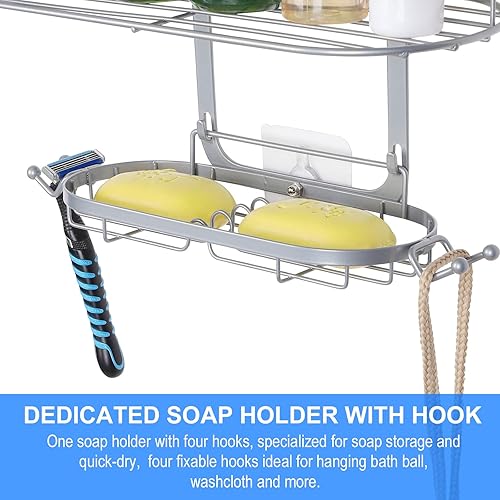 Miniatura 5 de Fogein Organizador de ducha sobre el cabezal de ducha, organizador de ducha colgante, cesta de ducha con ventosa, organizador de ducha de baño sobre