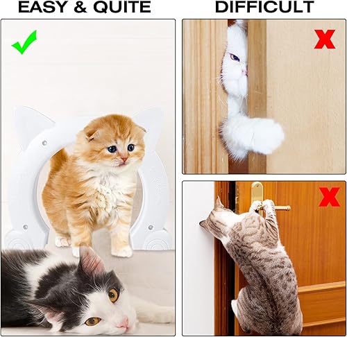Miniatura 4 de Puerta interior para gatos, puertas de mascotas para gatos, agujero en forma de gatito, paso, puerta de gato, se adapta a la puerta interior, oculta