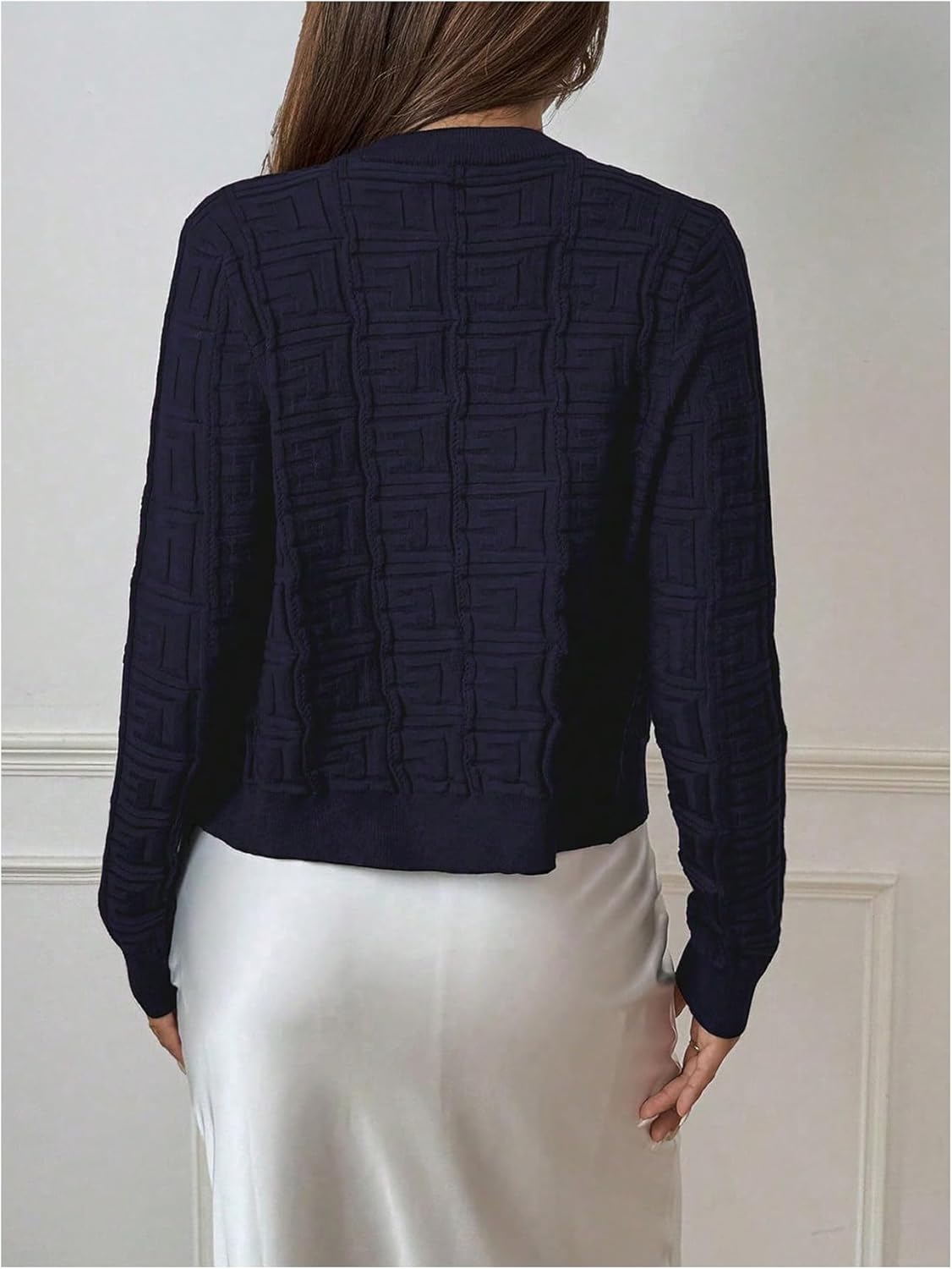 Floerns Women's Button Down Cardigan Sweater Crew Neck Long Sleeve Knit Casual Outerwear - Image 3