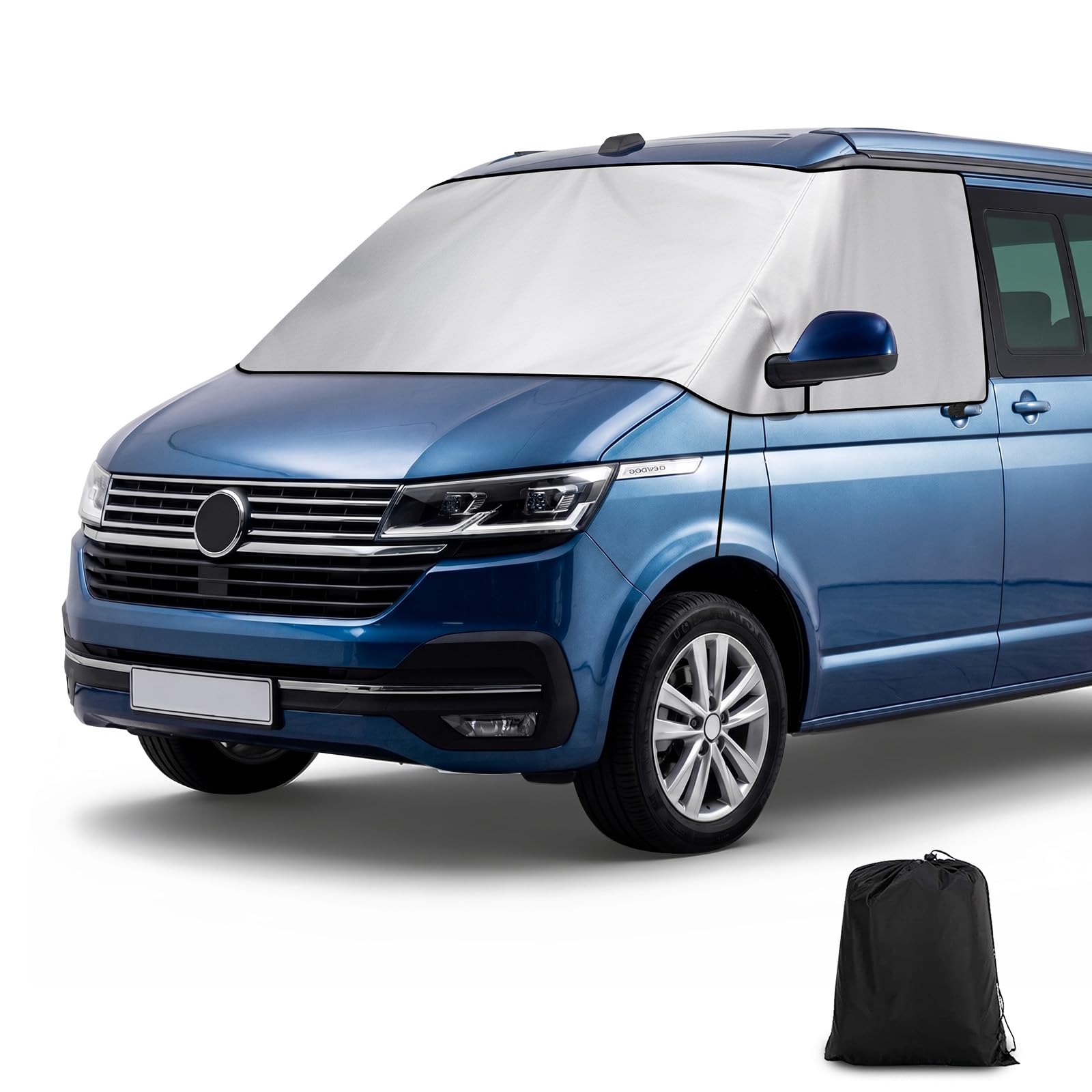 Couverture Pare-Brise Camping Car pour Volkswagen T5 T6 (2003-2022), Protège Pare-Brise Extérieur en 600D avec Doublure Douce, Imperméable & Anti-UV