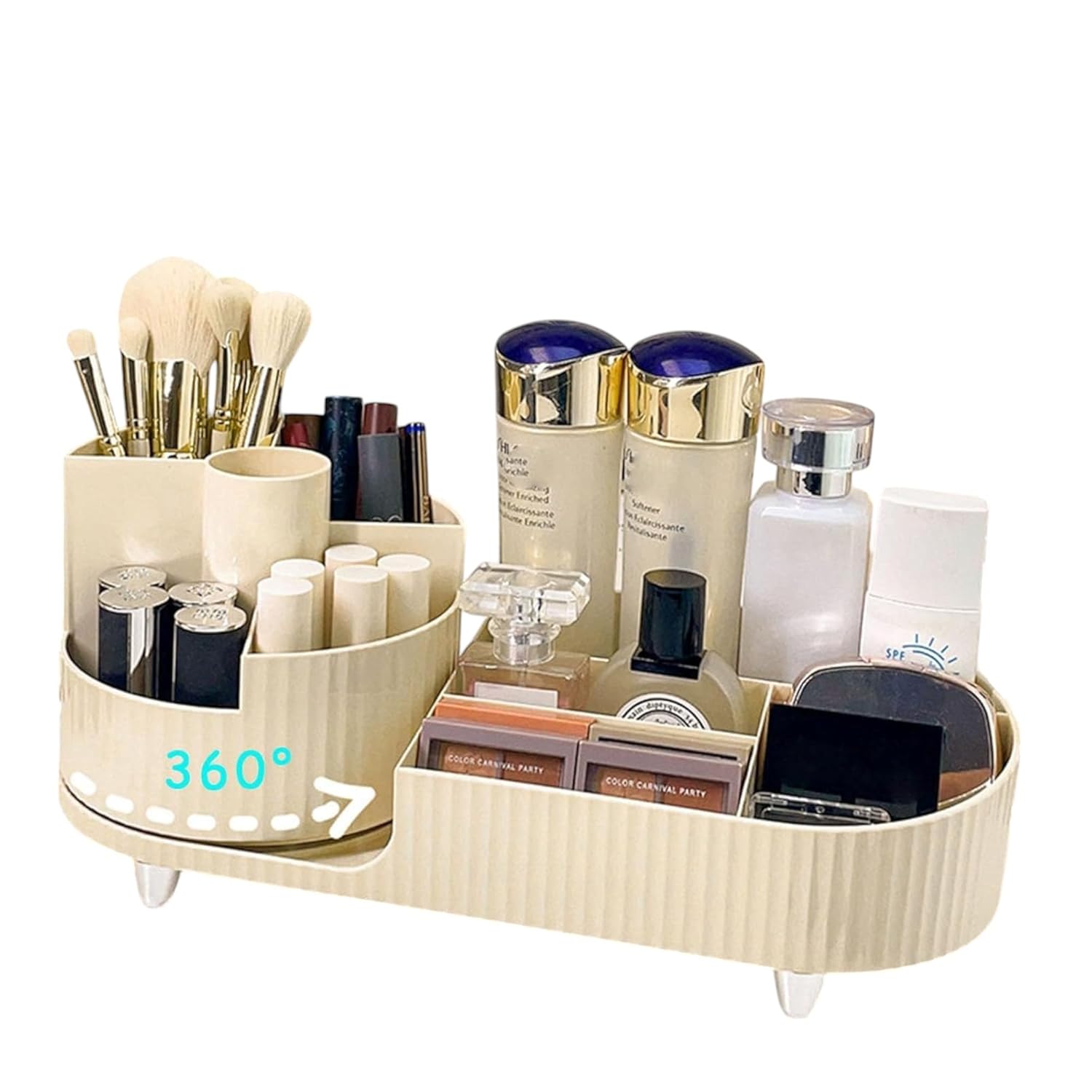 SHG ENTERPRISE Aesthetic Makeup Organizer – 360 Rotating Storage Organiser with Drawers – Nail Polish & Comb Stand – Dressing Table Storage Drawer & Organiser Rack for Home Drawers organisers
