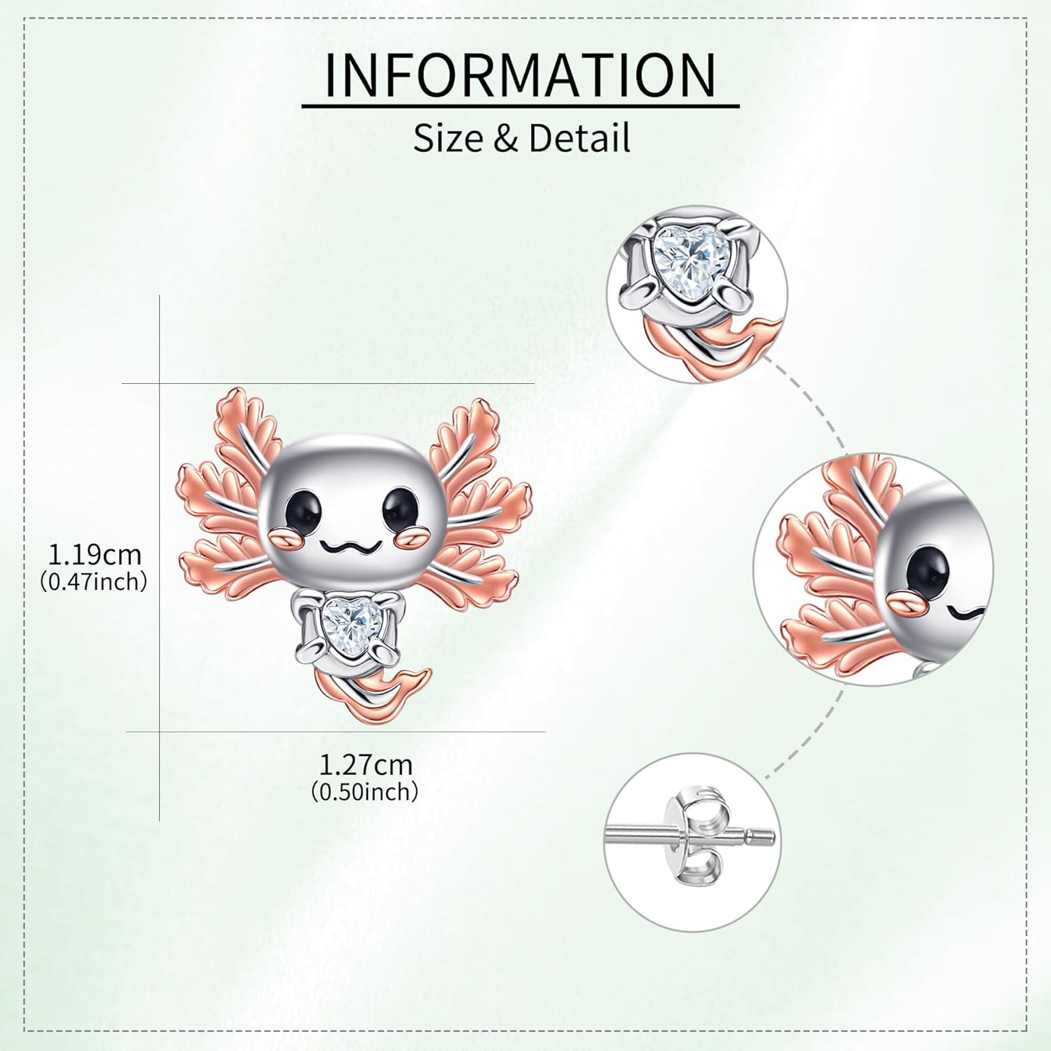 Axolotl Earrings 925 Sterling Silver Hypoallergenic Cute Axolotl Jewelry Gifts for Women - Image 5