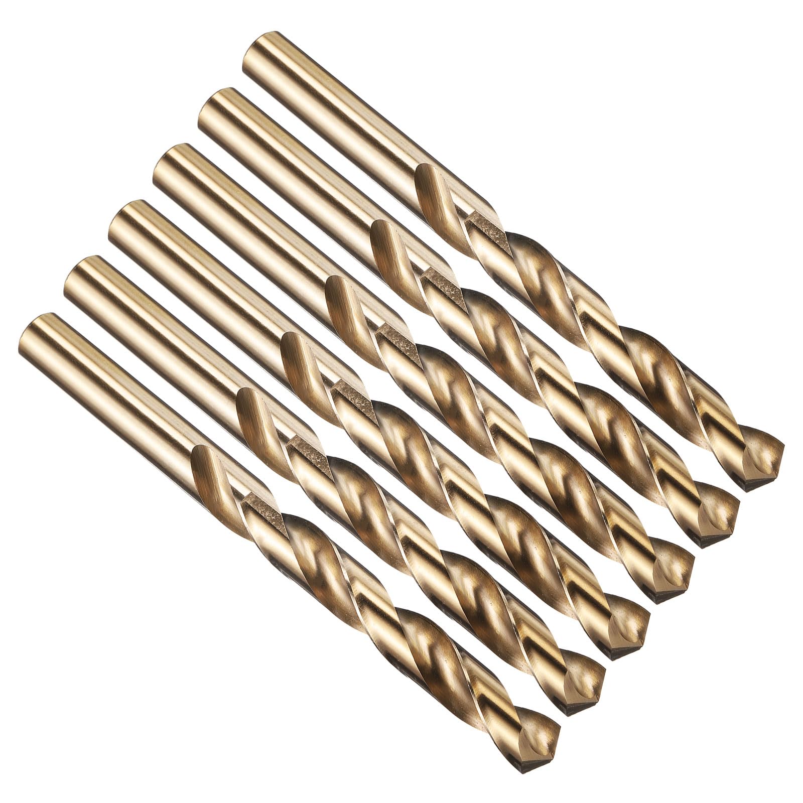 PATIKIL 12.7mm Drill Bit 1/2", Jobber Straight Shank M2 High-Speed Steel 135° Gold Finish for Stainless Steel Hard Metal - 6 Pack