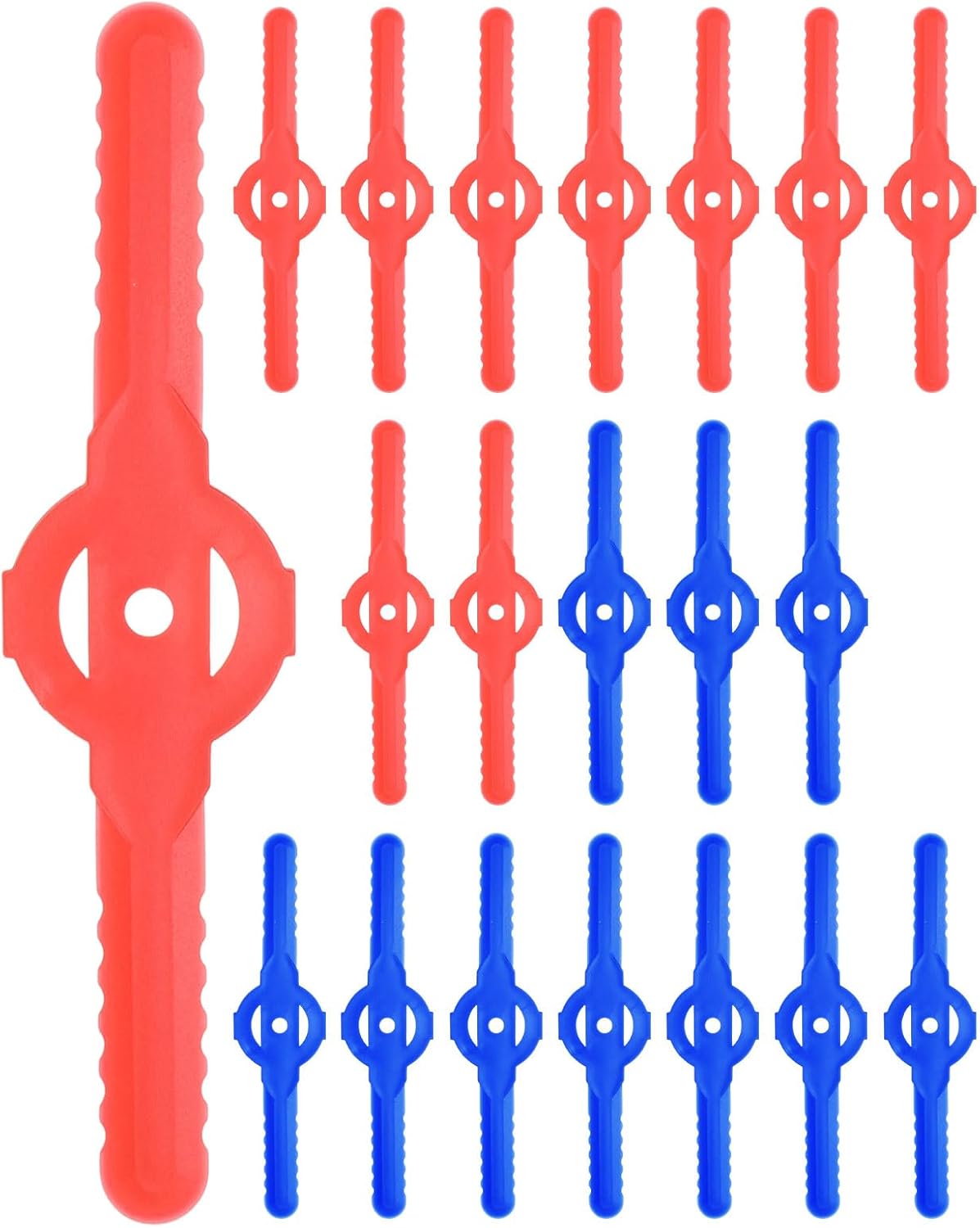M METERXITY 20-Pack String Trimmer Head Blades Replace, Plastic Cutter Replacement Lawn Mower Weed Blades Accessories for Cordless Grass Trimmer Parts [Blue, Red]