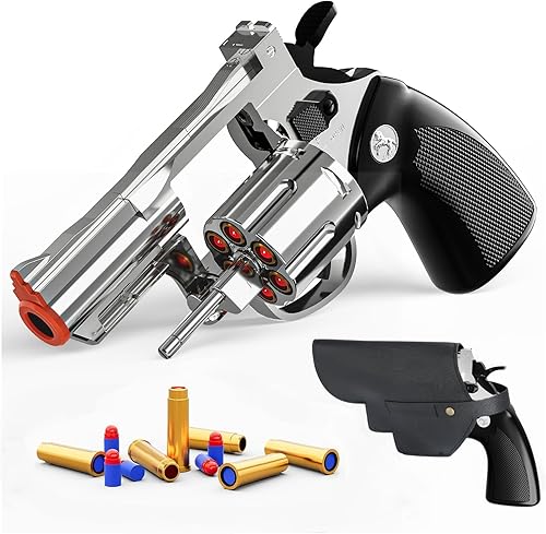 Miniatura 8 de Pistola de juguete Revolver con funda plateada  Pistola de bala suave de vaquero occidental de utilería revólver pistola de plástico para niños a