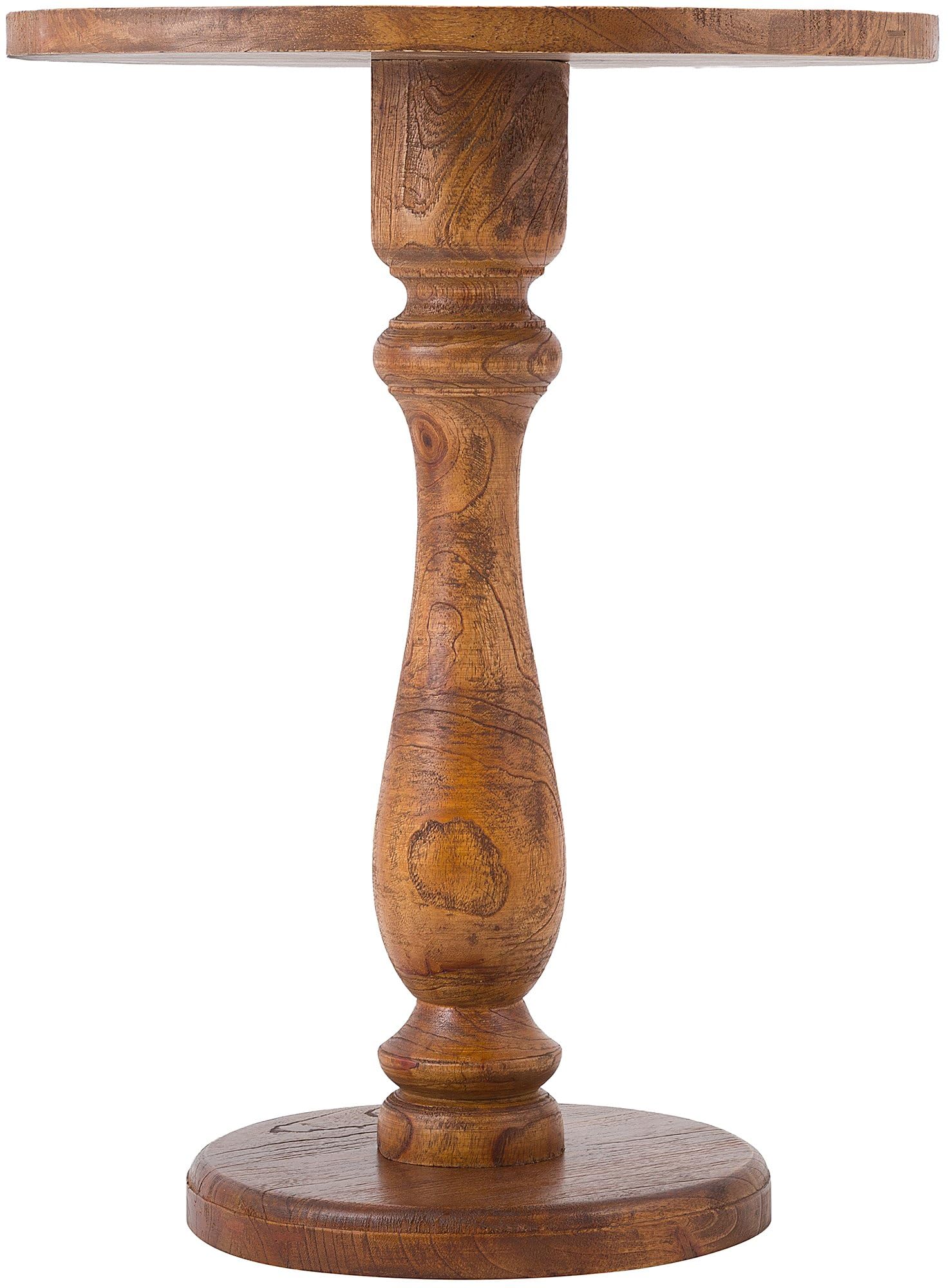 CLP Mesa Auxiliar Adamsville Mesa Redonda Artesanal de Madera Maciza de Mindi para salón y Comedor, Color:marrón