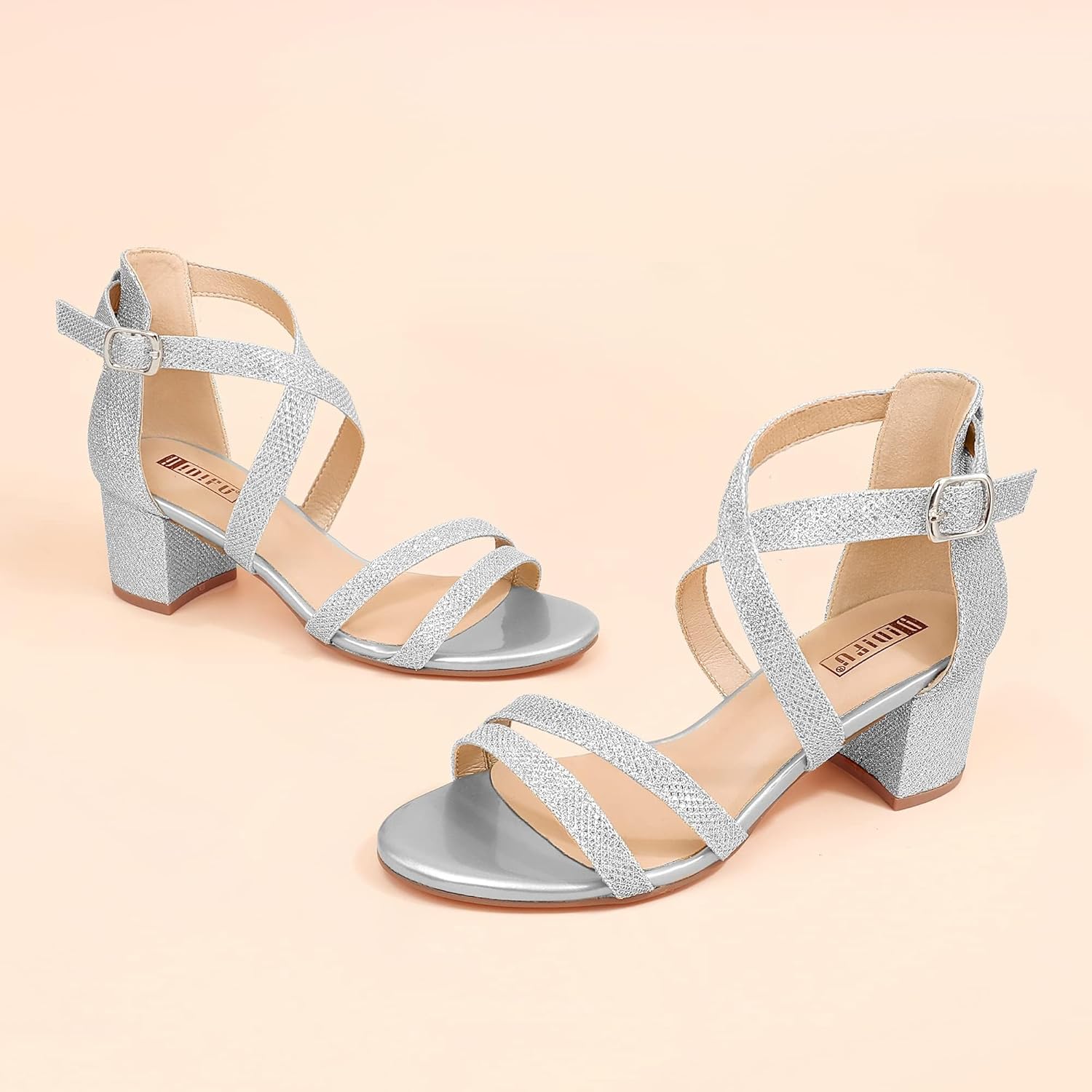 IDIFU Women's Block Low Chunky Heel Strappy Sandals Open Toe Ankle Strap Dress Wedding Evening Shoe for Women Bridal - Image 5