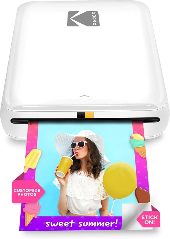 Impresora fotográfica instantánea para smartphone KODAK Step, impresora portátil inalámbrica mini color, fotos adhesivas Zink de 2x3" (5.1x7.5 cm), compatible con Bluetooth con dispositivos iOS y Android, aplicación de edición, blanco