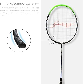 Li-Ning Badminton Racket G-Force 3600 Superlite Carbon Fibre Strung (Dark Grey, Gold, G4 - 4 1/2 inches)