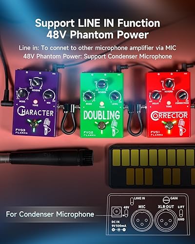 Miniatura 5 de FLAMMA FV03 Pedal de efectos vocales Procesador de voz Amplificador vocal Stompbox Cambio de voz Sonidos como robot masculino femenino bebé