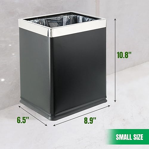 Miniatura 3 de Cubo de basura de metal con parte superior abierta "Invisi-Overlap", papelera de oficina pequeña, decoración moderna del hogar, forma rectangular