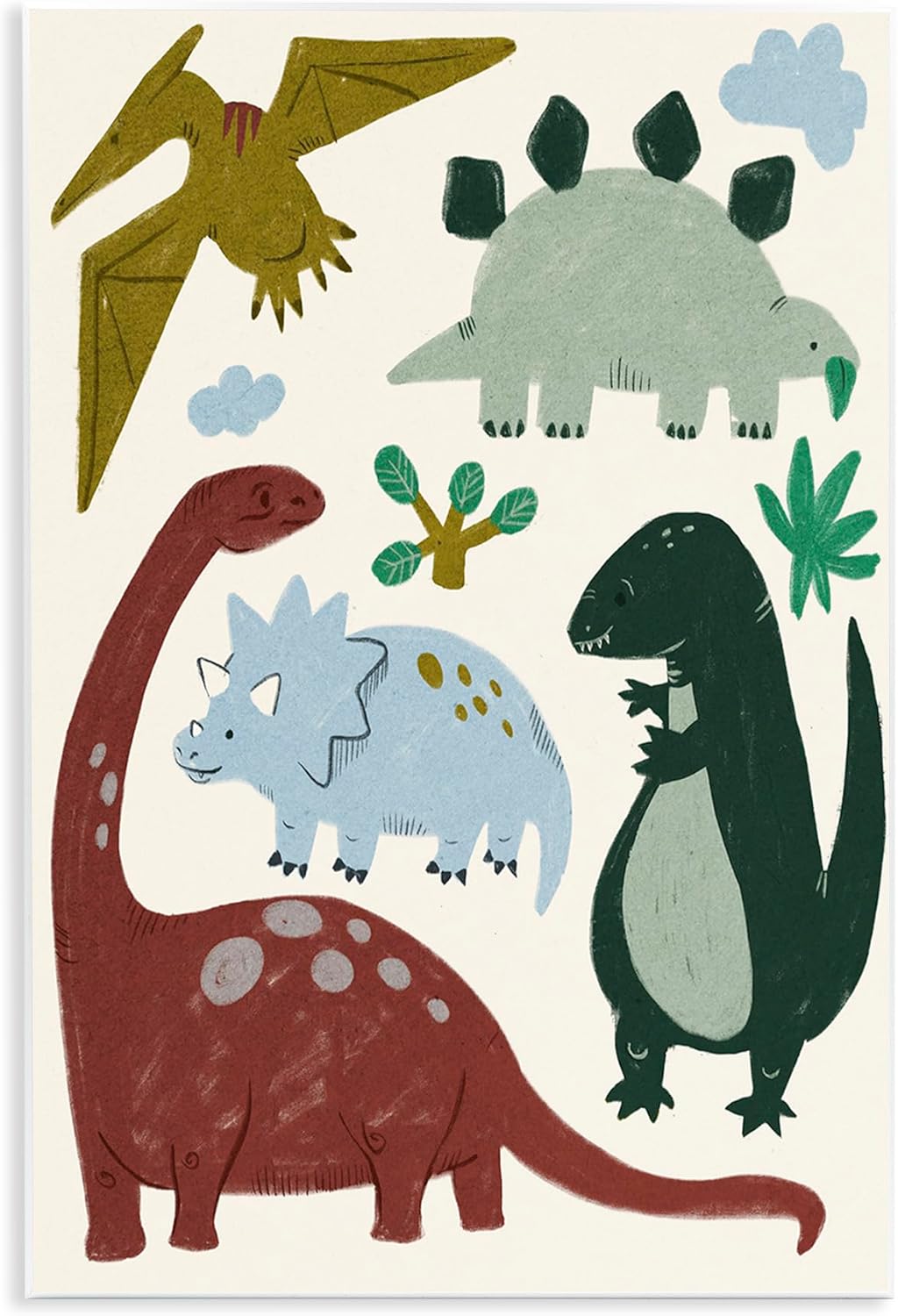 Stupell Industries Colorful Cartoon Dinosaur Friends Kid's Science Illustration, Designed by Daphne Polselli Art, 13x19, Wall Plaque