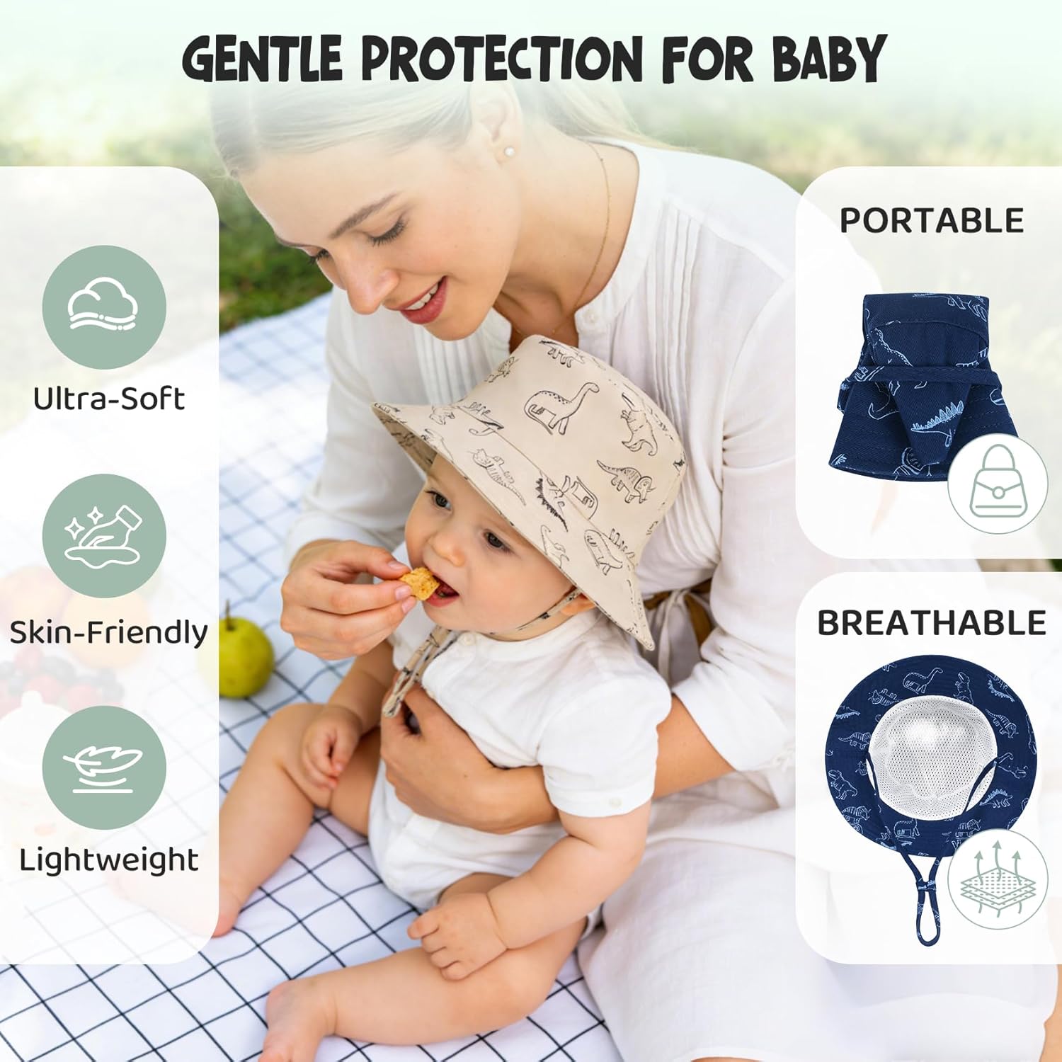 Durio 2-Pack Baby Bucket Hat - UPF 50+ Sun Protection Hat for Infant to Kid, Wide Brim Summer Beach Hats Newborn Toddler Boy - Image 5