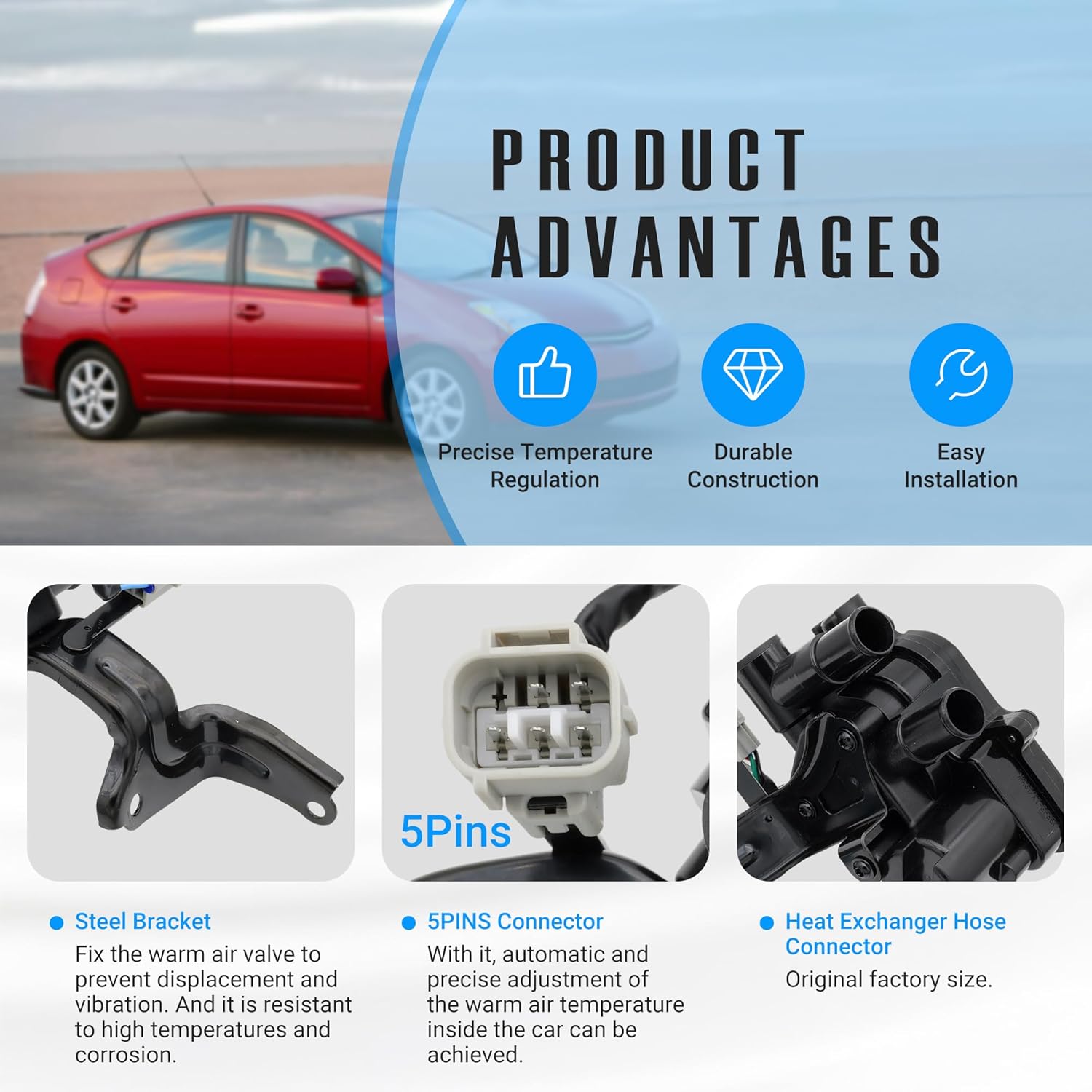 NOVAPARTS Coolant Flow Control Valve Heater Control Water Valve for Toyota Prius 2004 2005 2006 2007 2008 2009 2004-2009 4 Cyl 1.5L 16670-21010 1667021010 601-021 EHV116