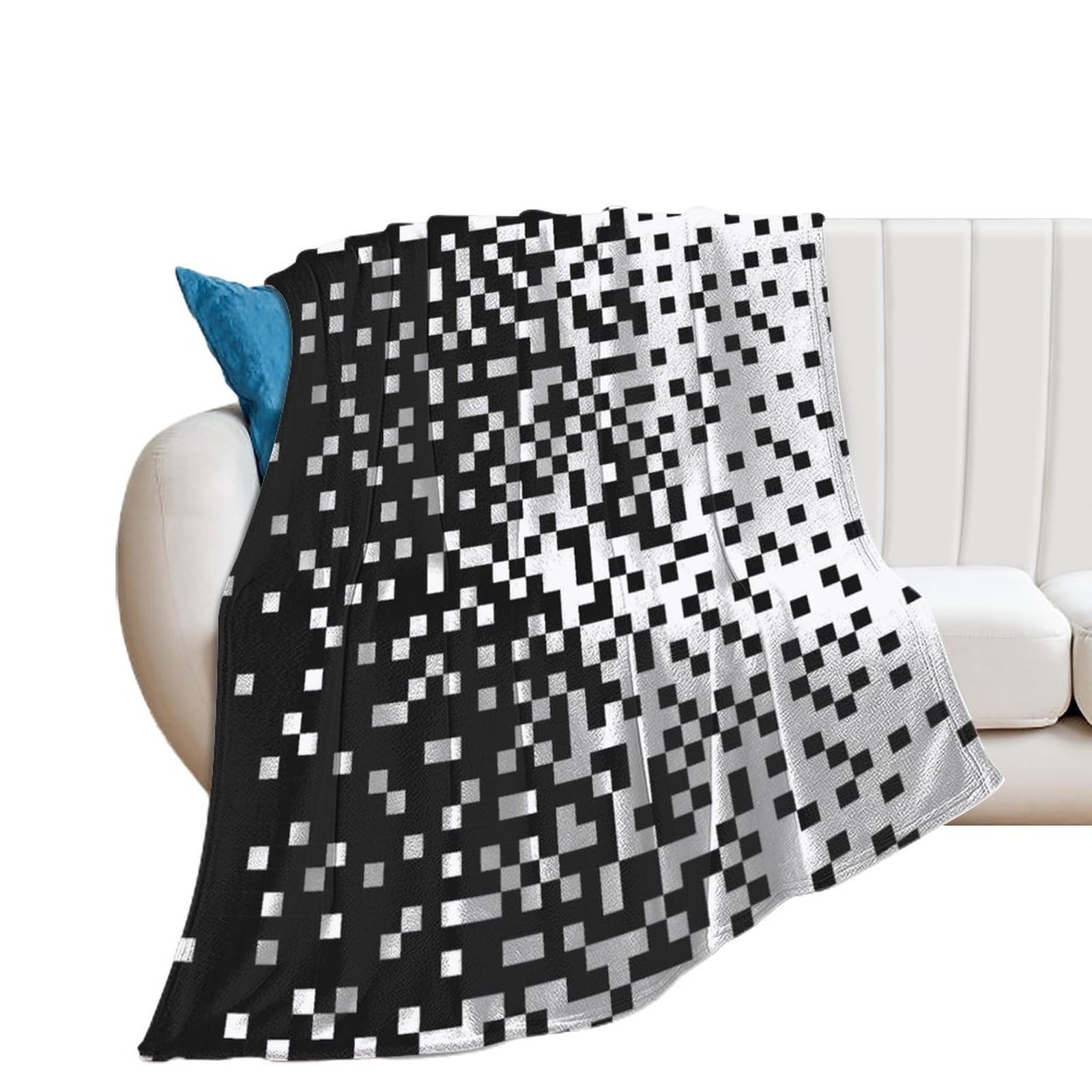 Plaid canapé noir et blanc 130x150cm : une couverture polaire flanelle à offrir