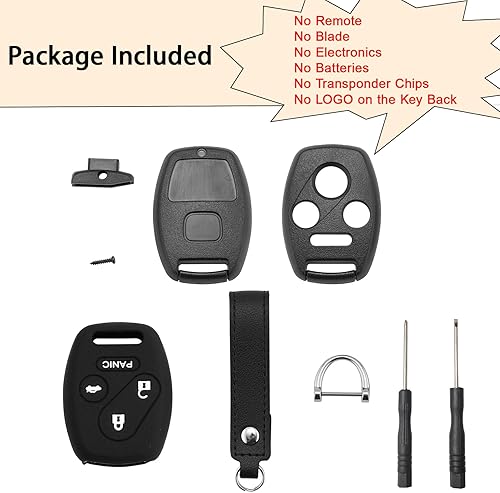 Miniatura 2 de EKALA 2 piezas para Honda - Carcasa de repuesto con funda de silicona para llavero de 4 botones, compatible con Honda Accord 2003-2012  Civic EX