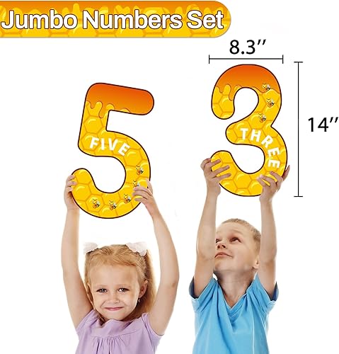 Vista 9 de Qyeahkj Tablón de anuncios de números gigantes, cálidos, bohemios, para aprendizaje educativo, carteles de matemáticas para niños pequeños, póster
