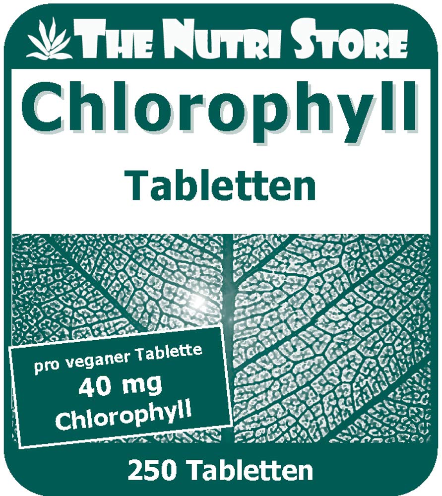 Chlorophyll Tabletten 250 Stk - 40mg Alfalfa Chlorophyll pro Tablette - Vegan mit Minzgeschmack - Pfefferminze Petersilie Vitamin B2 - Vorratspackung