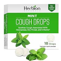 Herbion Naturals Cough Drops with Natural Mint Flavor, Dietary Supplement, Soothes Cough, for Adults and Children Over 6 Years, 18 Drops