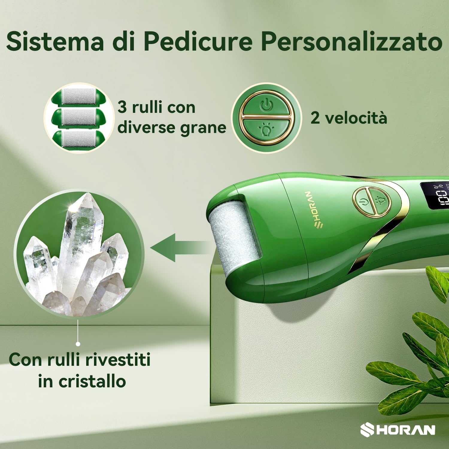 SHORAN Pedicure Elettrico Professionale Piedi, Rimuovi Duroni e Calli Piedi Rimozione Ricaricabile per Eliminare Gratta Togli Leviga Cura Pelle morta e Talloni screpolati, con 3 Rulli e 2 Raspa Piedi