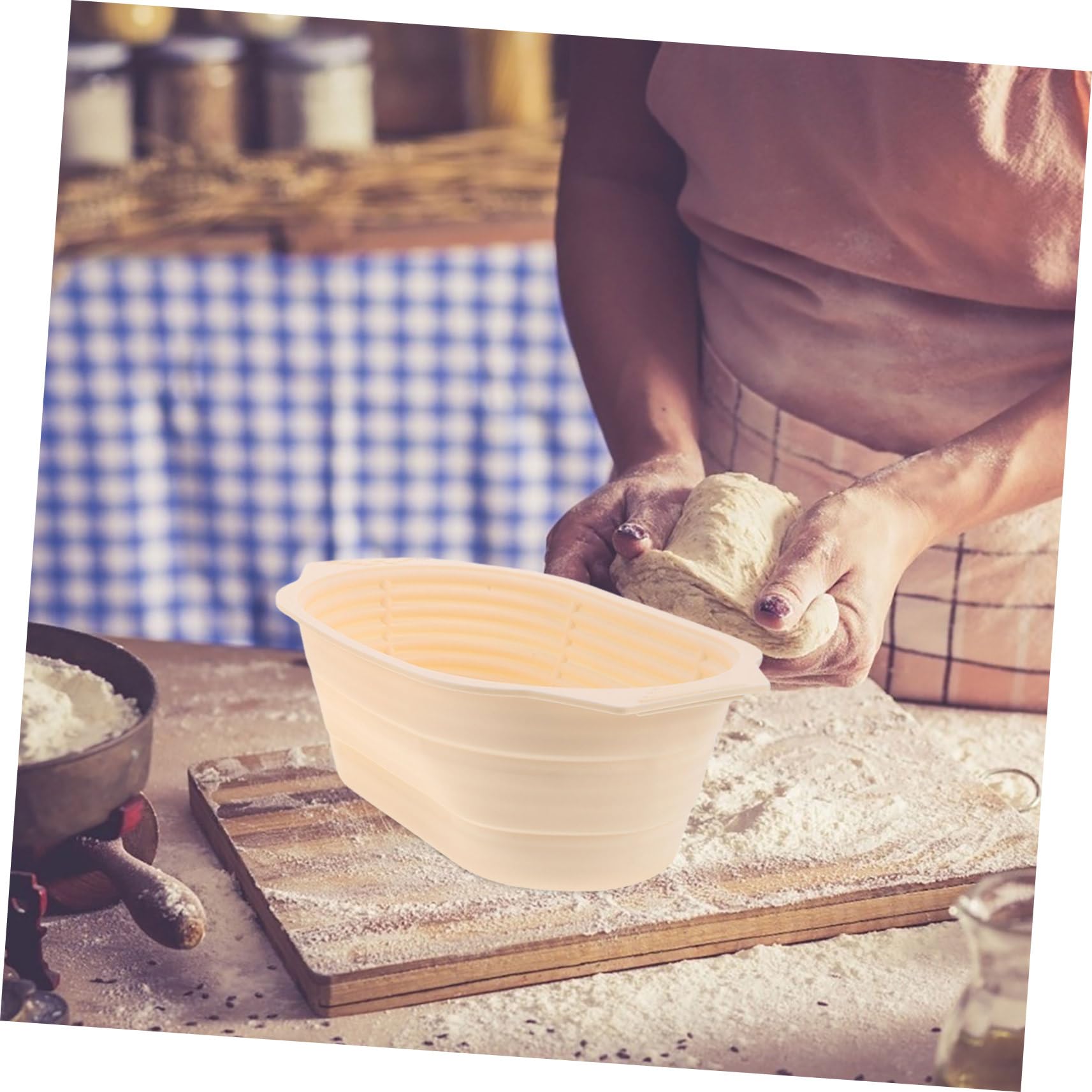 Juego de Cesta de Masa Madre de Silicona y Acero Inoxidable para Fermentación de Pan, Diseño Plegable, Gran Capacidad, Resistente a Altas Temperaturas para Uso en Casa