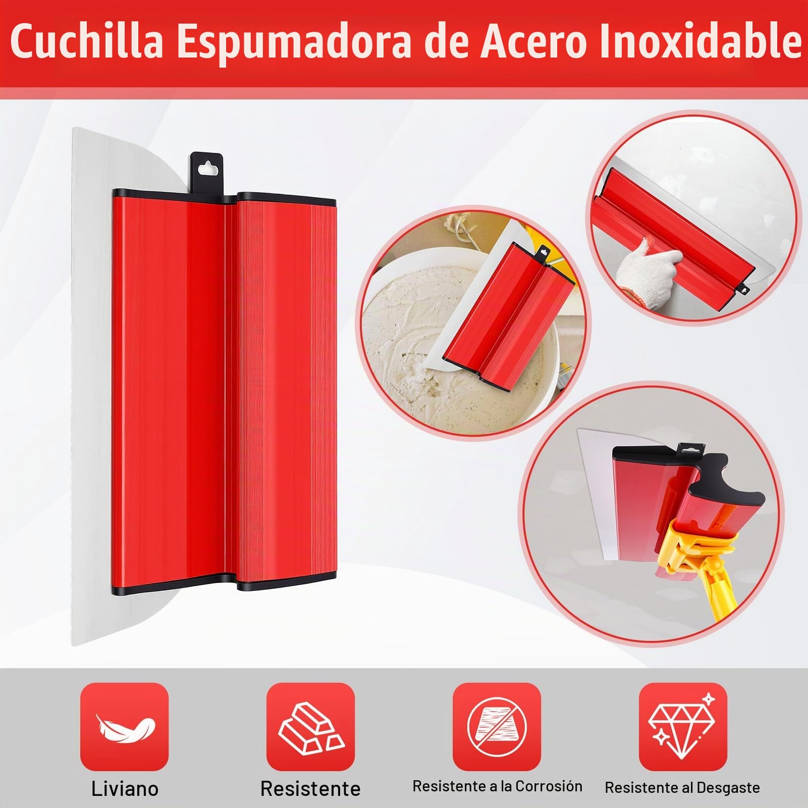 Juego de Espatulas Pladur Profesionales para Alisado, Espatula 60/40/25cm | Masilla de Acero con Barra Telescópica 2m, Rodillo Antigoteo y Esponjas de Lijado, Completo para Techos y Paredes