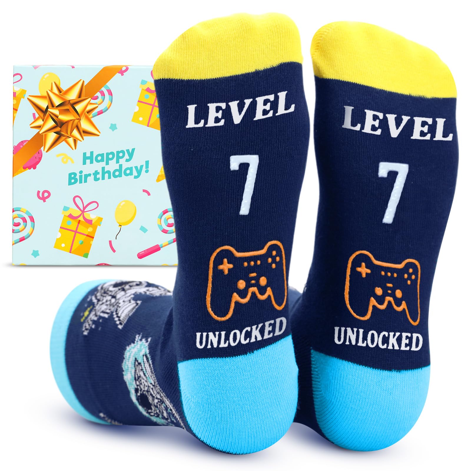 ZENO 7th Birthday Gifts for Boys - Astronaut Socks for 7-Year-Olds - Fun Present - Boys