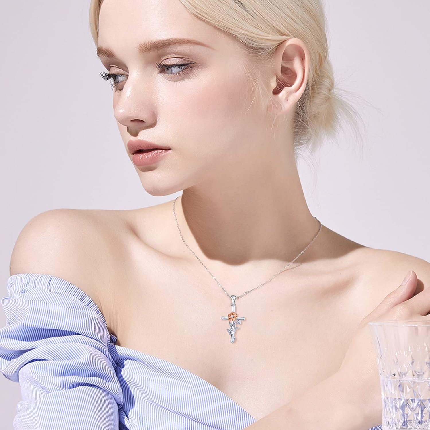 Distance Cross Necklace for Women 925 Sterling Silver Jewelry Pendant Necklace for Mom Wife Gift for Mother's Day or Birthday - Image 4