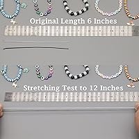 Vista 4 de Cuerda elástica para pulseras, 2 rollos de 1 mm de cordón elástico resistente para hacer joyas, collares, cuentas en blanco y negro