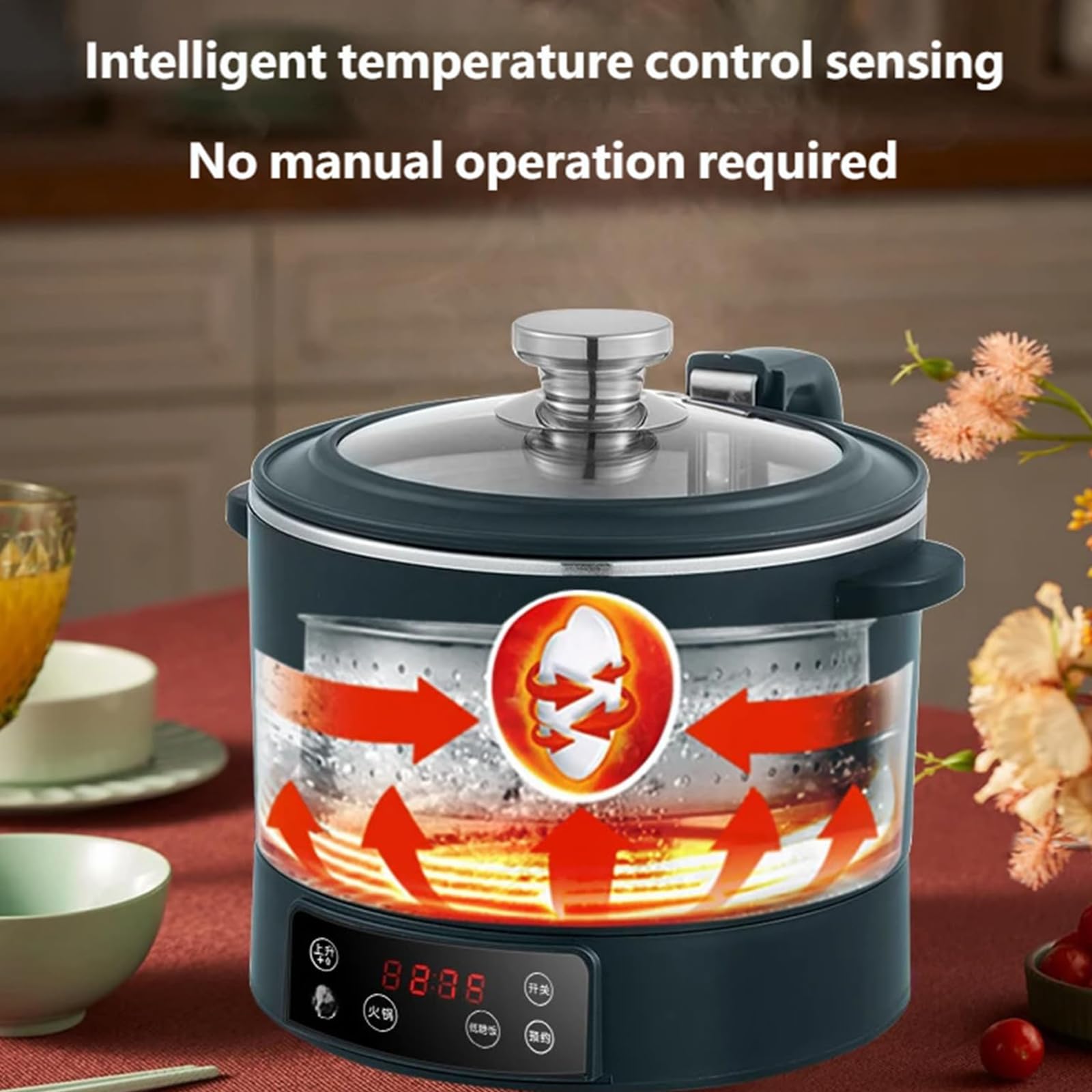 Cuociriso a basso contenuto di zucchero, vaporiera per riso da 3 litri con controllo touch intelligente e timer di ritardo 12 ore, per diete sane e uso familiare