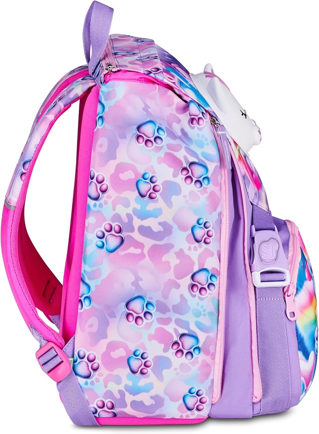 Seven. Schoolpack Zaino Scuola SJ Gang Girl Cat Viola + Astuccio Completo 3 Zip