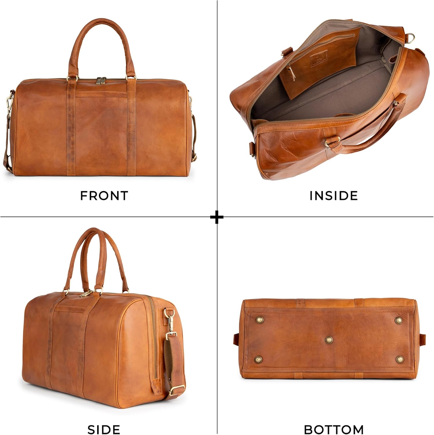 Berliner Bags Vintage Genuine Leather Duffle Bag Boston for Travel or the Gym, Weekender, Travel Bag, Overnight Bag for Men and Women - Brown - Image 4