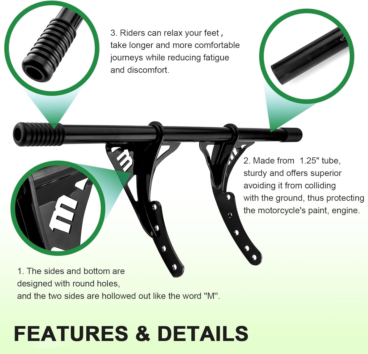 Mofun Front Engine Guard Crash Bar Highway Peg Bar Compatible with Harley Softail Street Bob FXBB 2018-2025, Low Rider FXLR FXLRS FXLRST 2018-2025