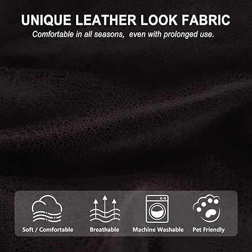 Miniatura 145 de Fundas para sillas reclinables con aspecto de cuero, funda elástica de 4 piezas, funda suave para silla reclinable, protector de muebles lavable