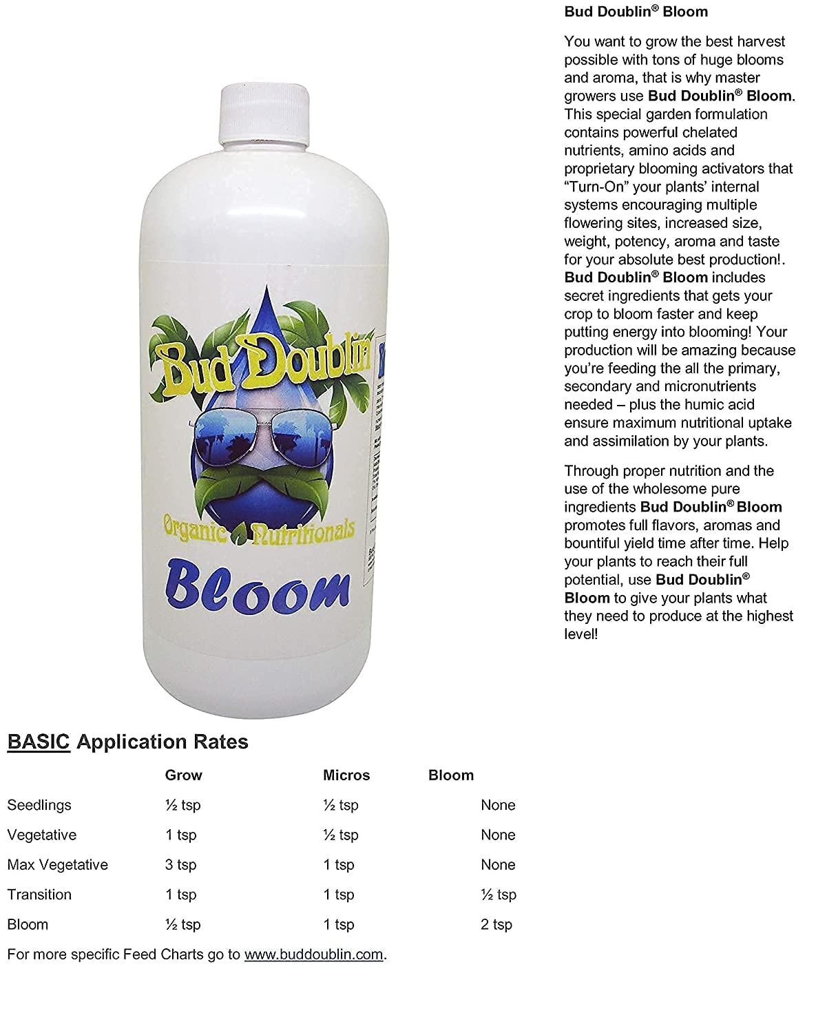 GS Plant Foods Bud Doublin - (Pack of 3-32oz Bottles) Premium Organic Plant Nutrients for Hydroponic Growth, Balanced Formula for Optimal Root Development, Easy to Use,1 Quart Each